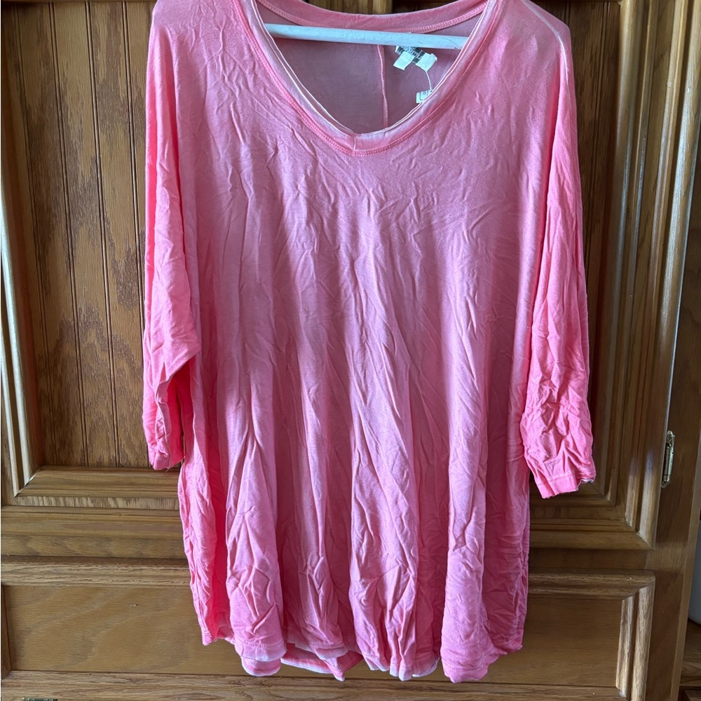 Umgee Pink Oversized 3/4 Sleeve Tunic